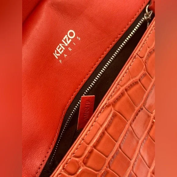 🆕 KENZO 🧿 NWT Medium Tali Croc Embossed Eye Motif Bag, Red - Picture 13 of 16
